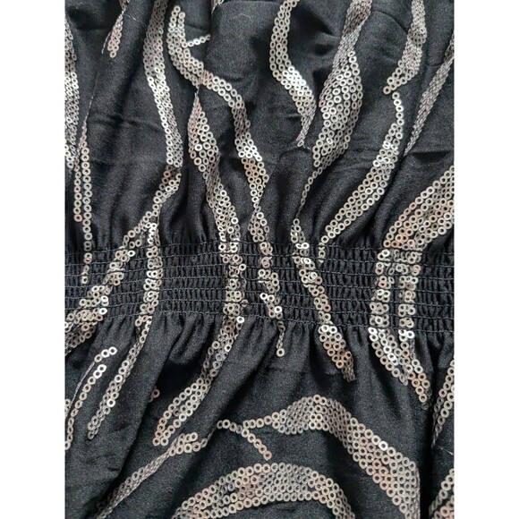 Beverly Drive Peplum Top Womens 3X Gold Sequined Tiger Pattern Black Blouse Glam - Picture 10 of 13